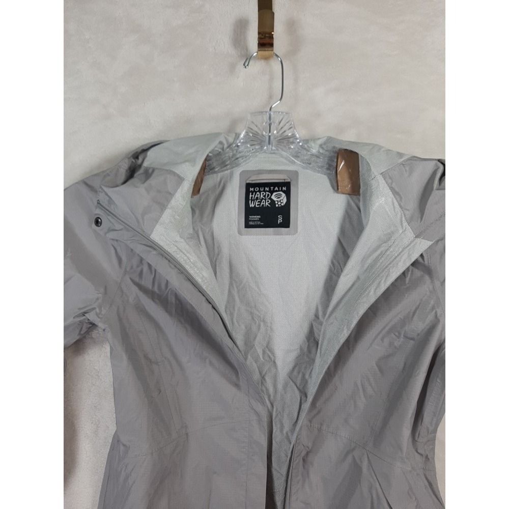 Mountain Hardwear Womens Gray Hooded Rain Extended Parka Jacket Ripstop Size S